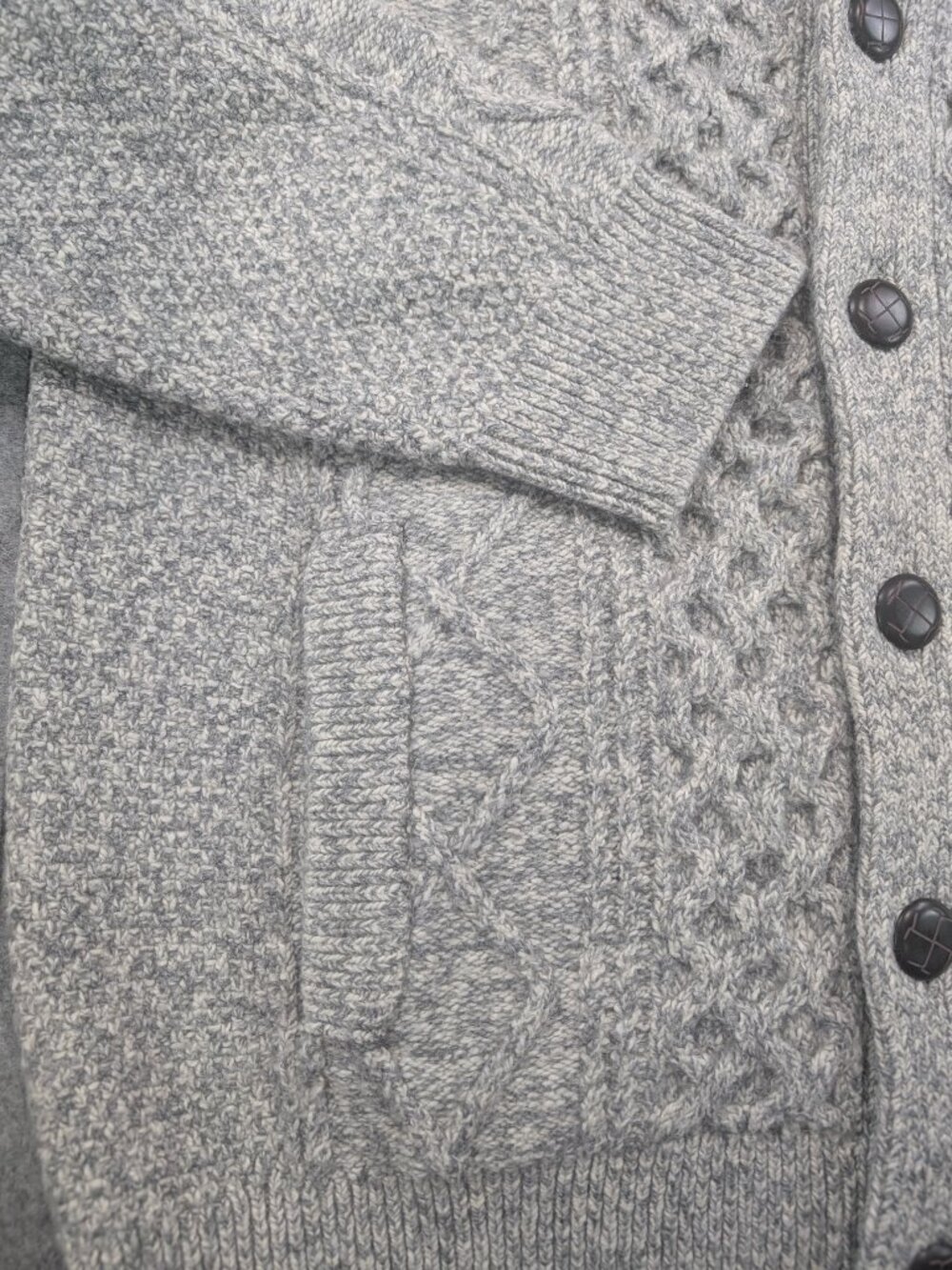 Wind River Heritage Men's Cable Knit Shawl Collar Cardigan Sweater Large - Picture 3 of 14